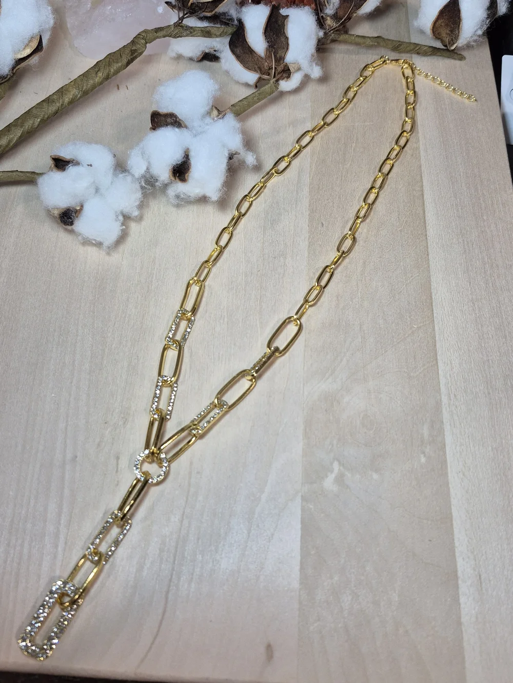💛💛NEW💛💛 BEAUTIFUL!! CZ PaperClip Necklace In GOLD